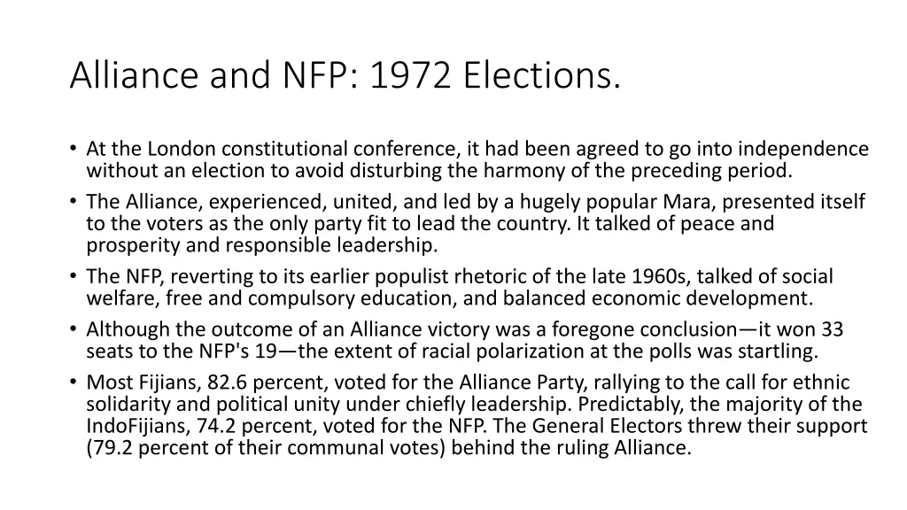 alliance and nfp 1972 elections