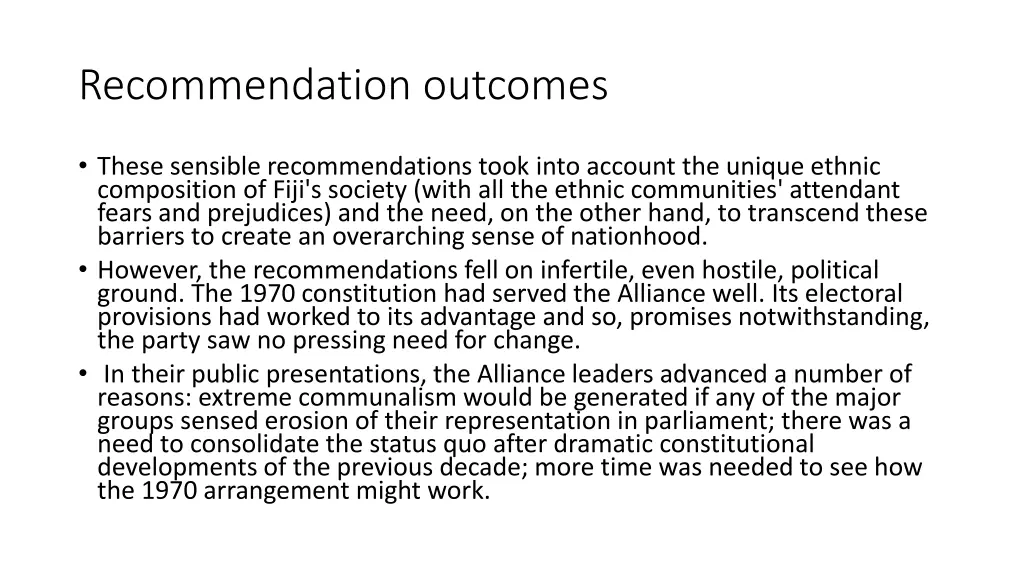 recommendation outcomes