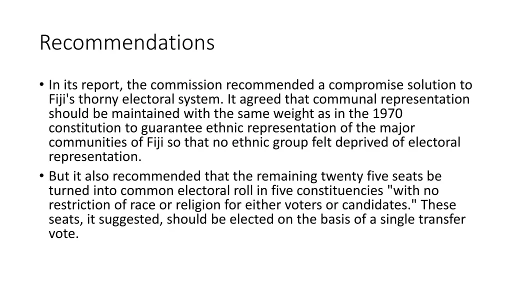 recommendations
