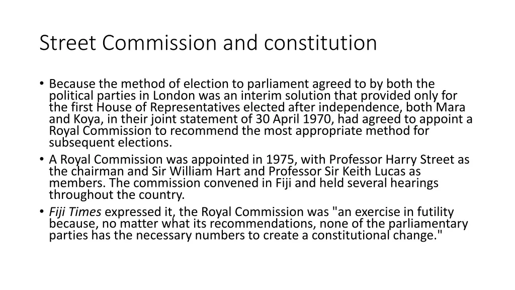 street commission and constitution