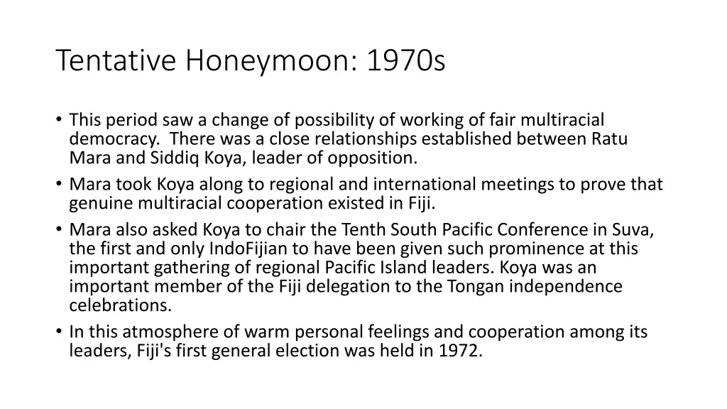 tentative honeymoon 1970s