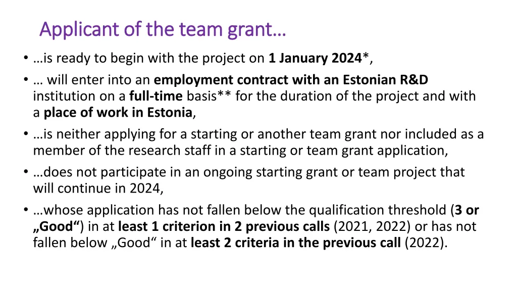 applicant of the team grant applicant of the team