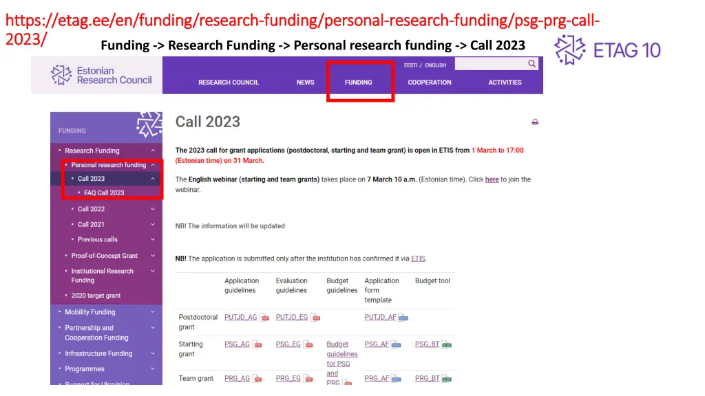 https etag ee en funding research https etag