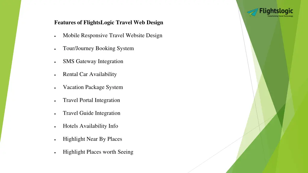 features of flightslogic travel web design