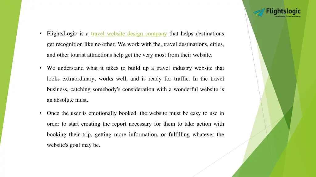 flightslogic is a travel website design company