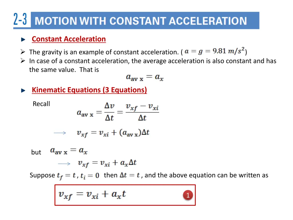 constant acceleration