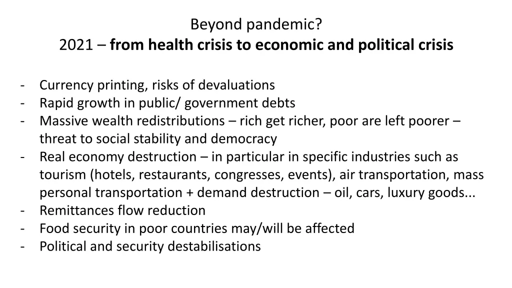 beyond pandemic