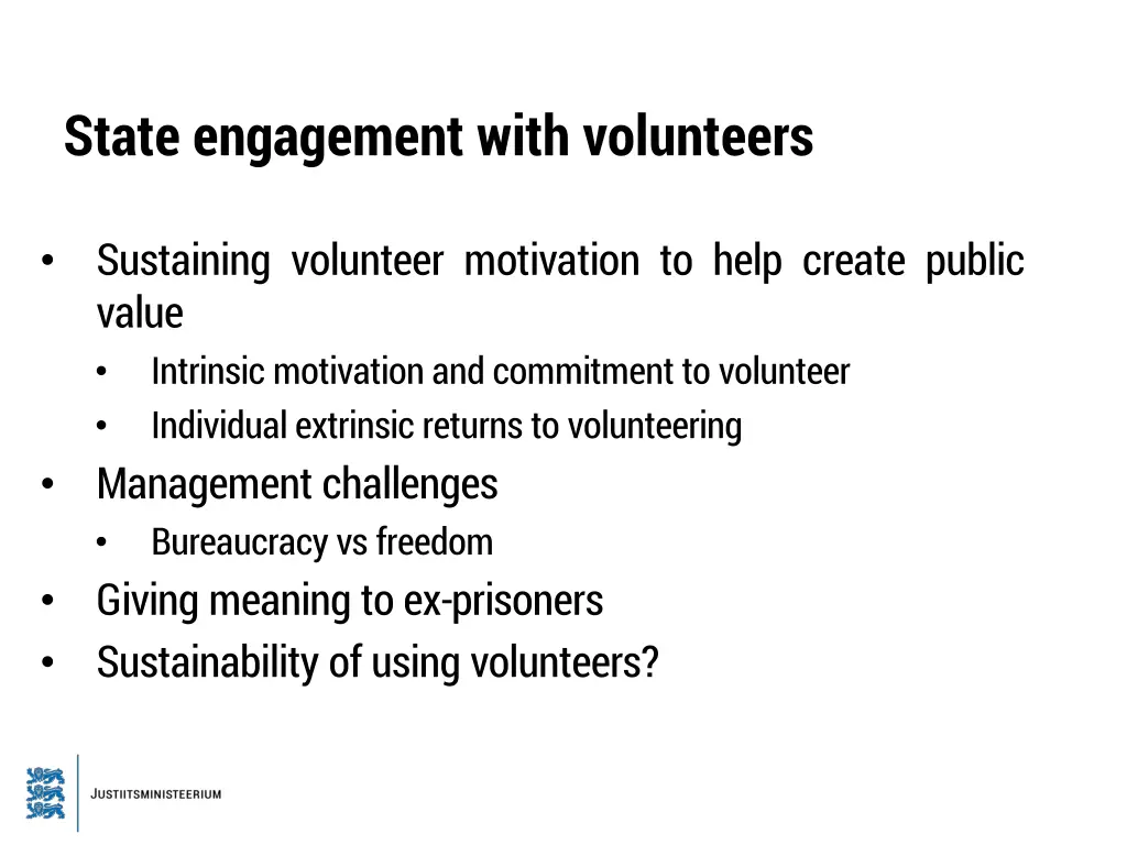state engagement with volunteers