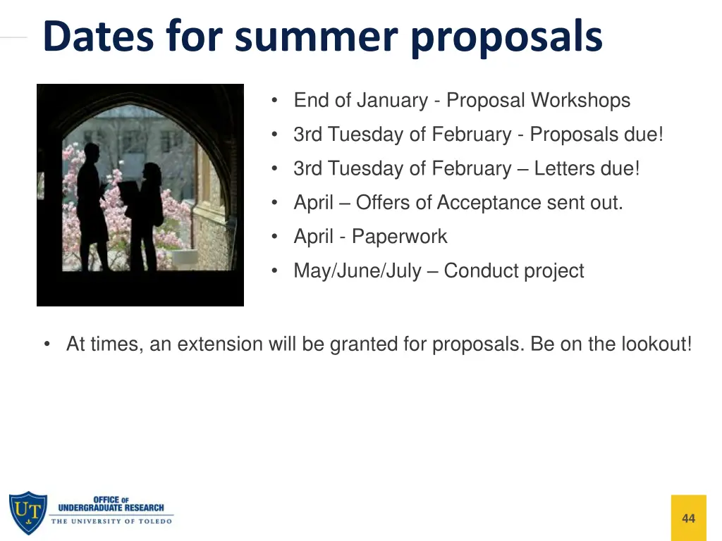 dates for summer proposals
