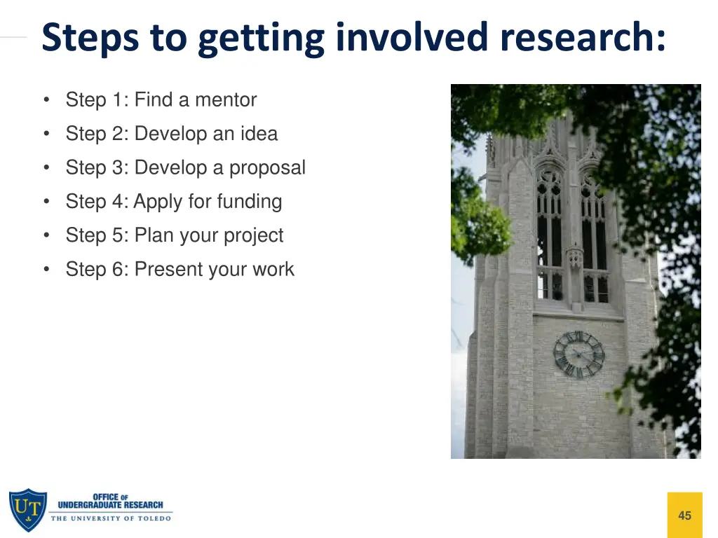 steps to getting involved research