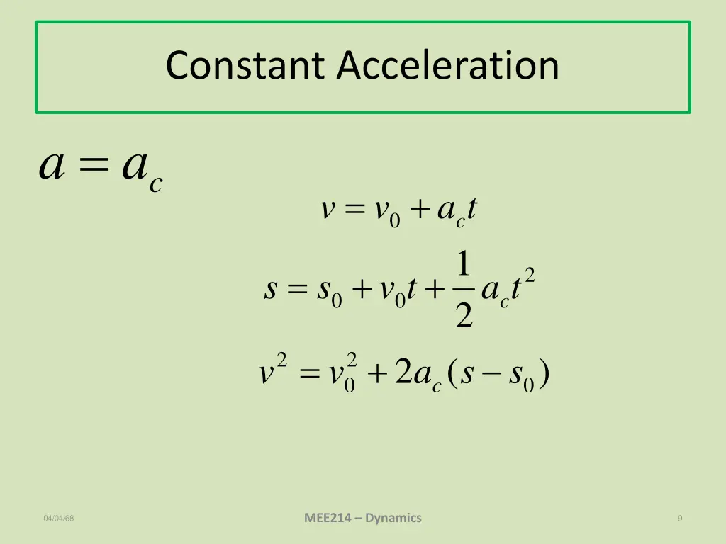 constant acceleration