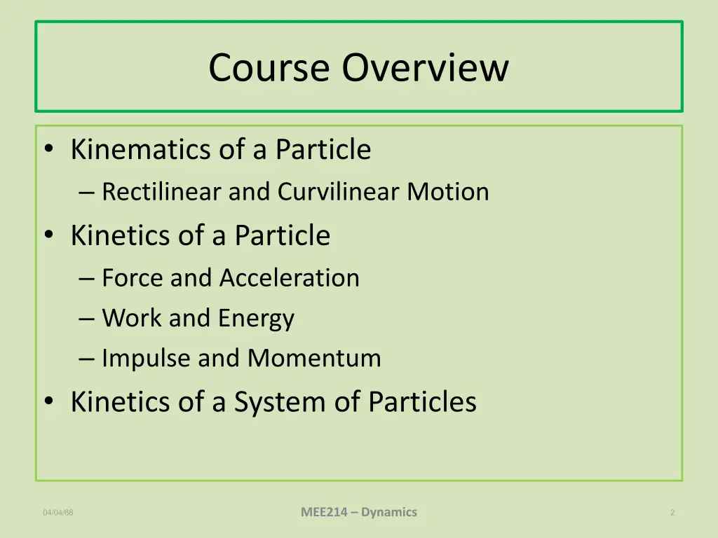 course overview
