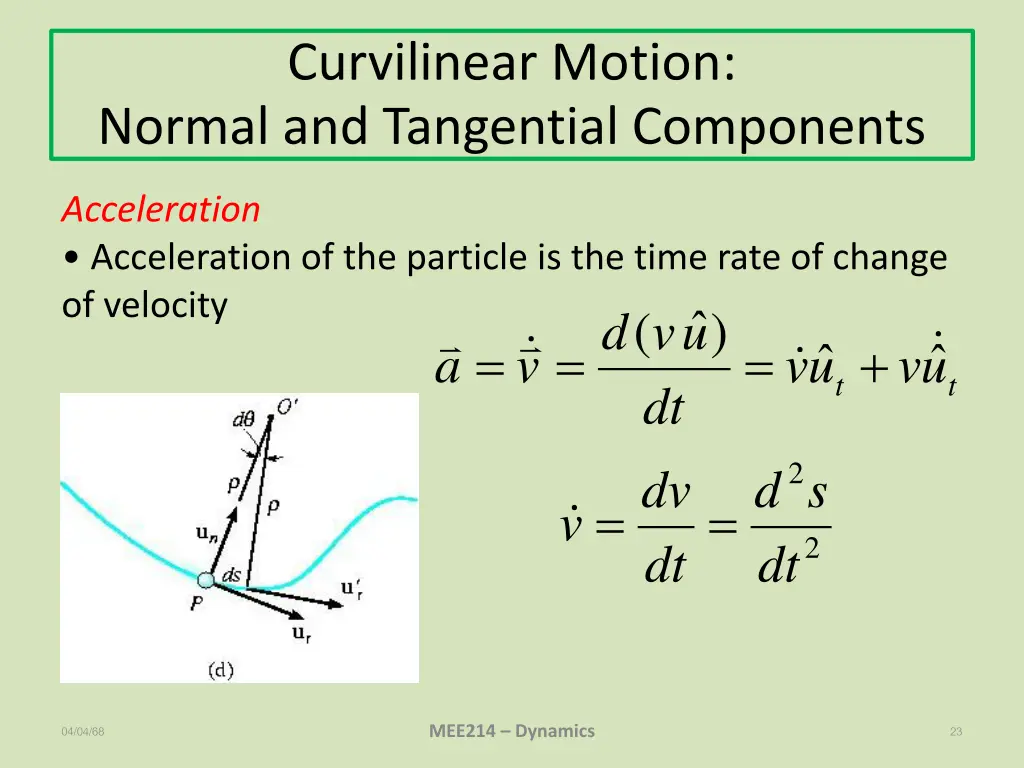 curvilinear motion normal and tangential 2