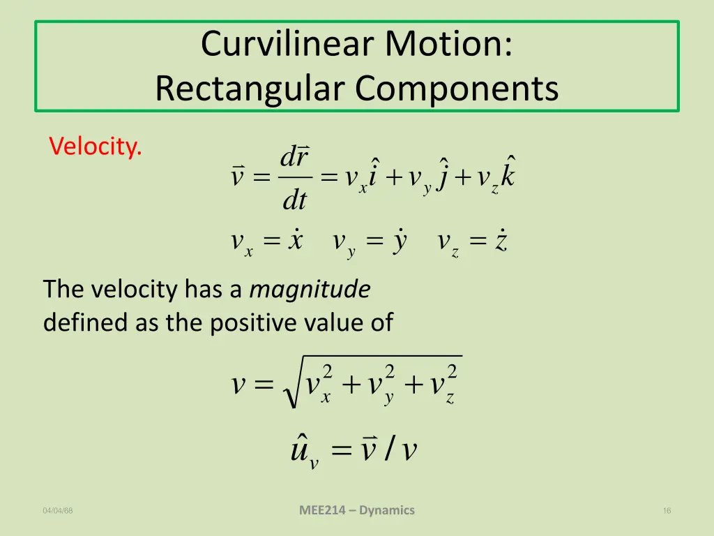 curvilinear motion rectangular components 1
