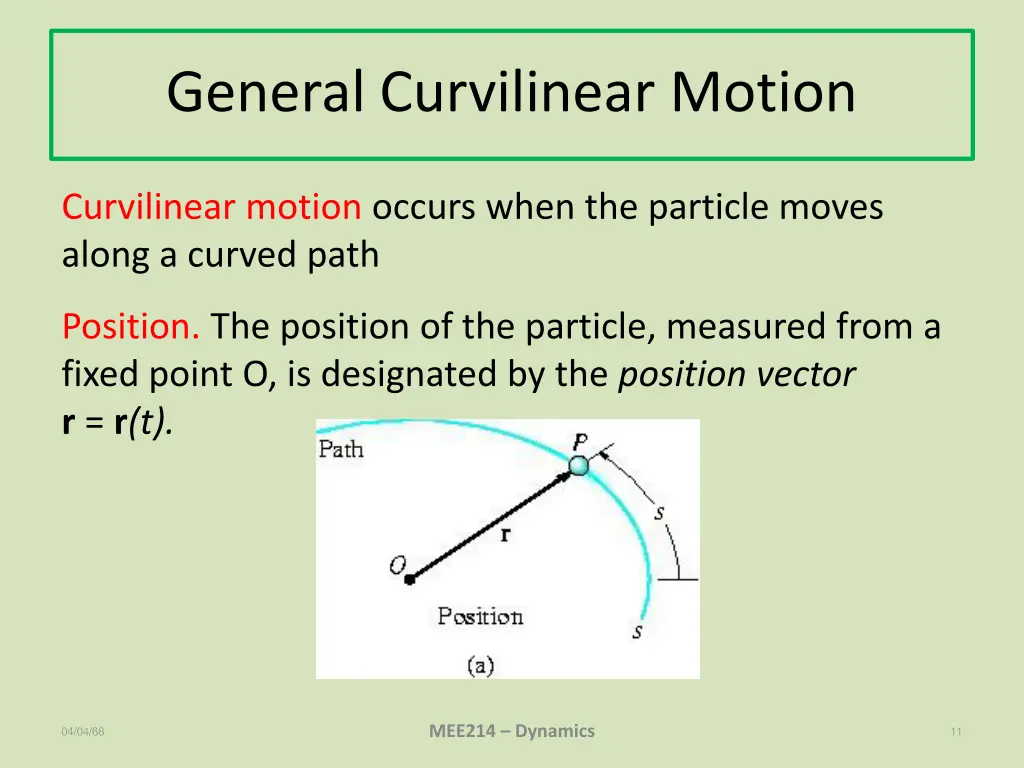 general curvilinear motion