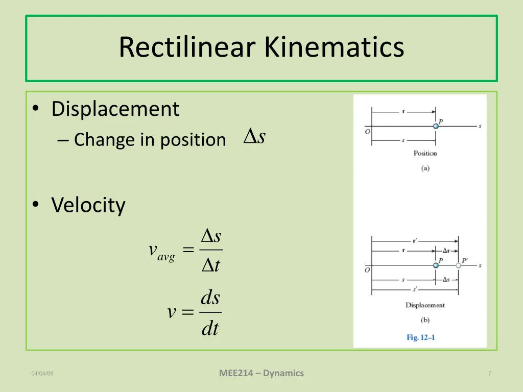 rectilinear kinematics 1