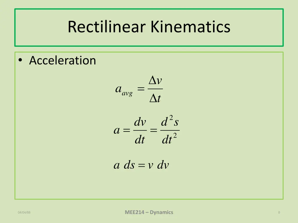 rectilinear kinematics 2