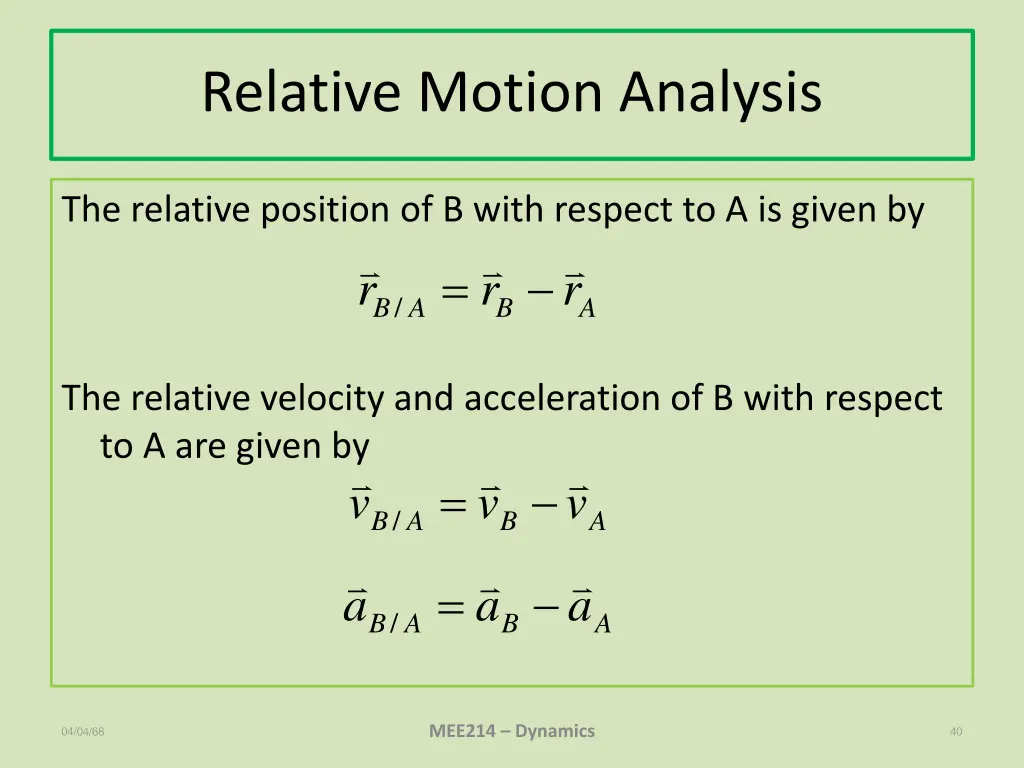 relative motion analysis