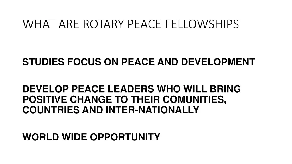 what are rotary peace fellowships