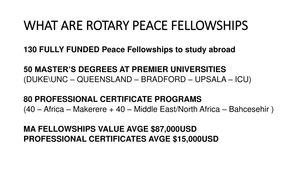 what are rotary peace fellowships what are rotary
