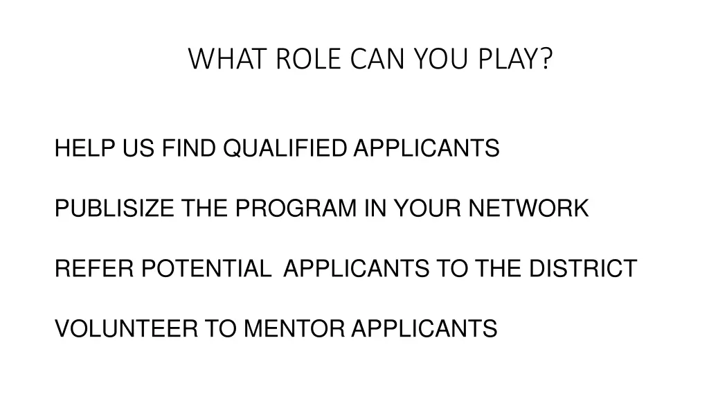 what role can you play