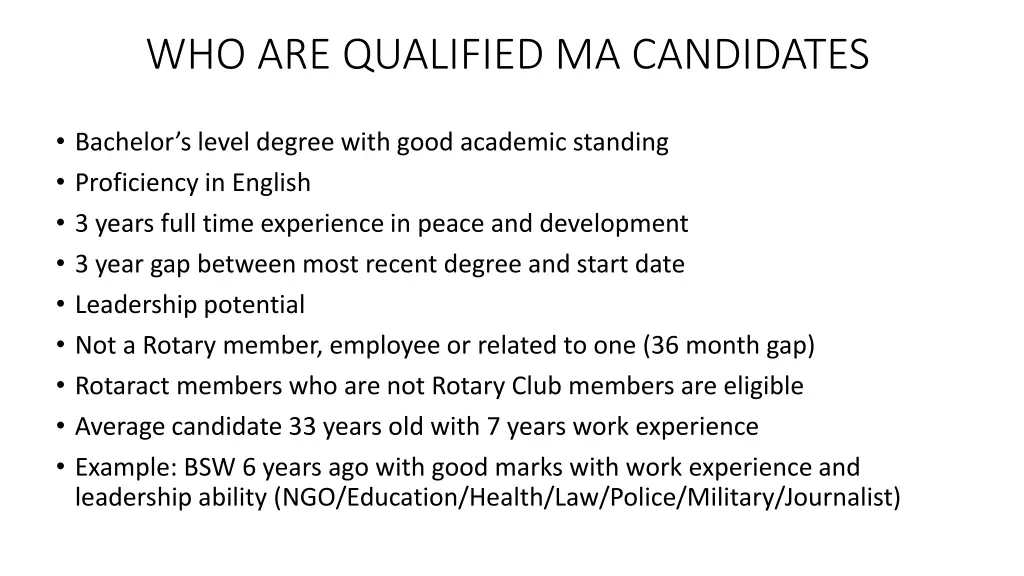 who are qualified ma candidates