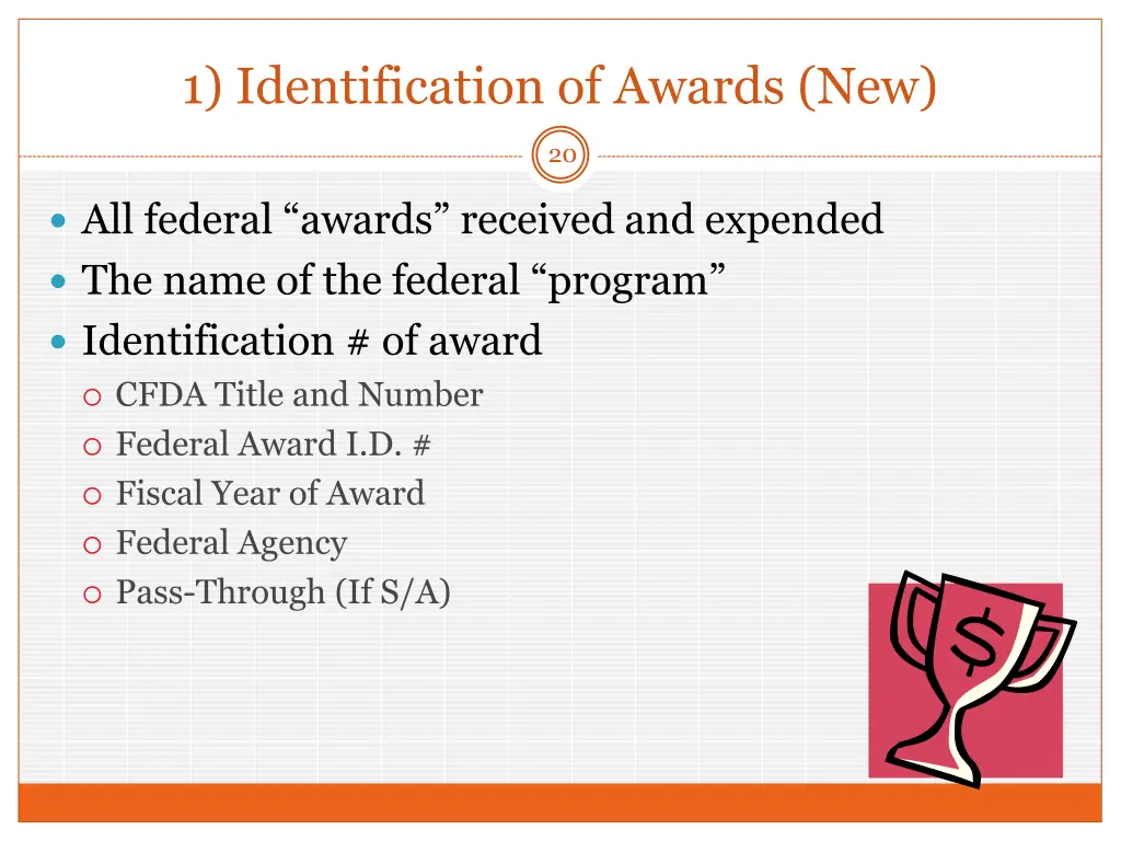 1 identification of awards new