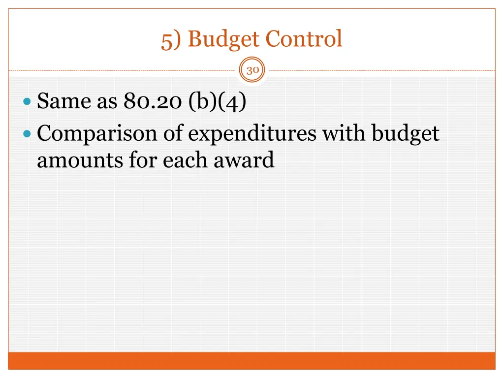 5 budget control