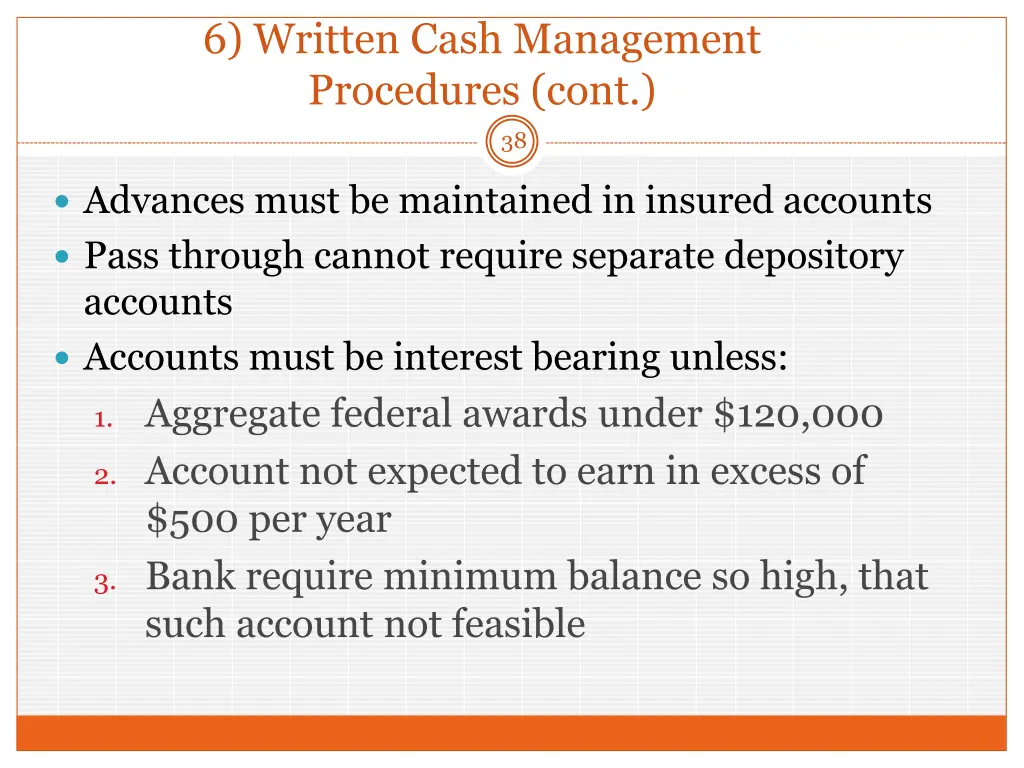 6 written cash management procedures cont 6