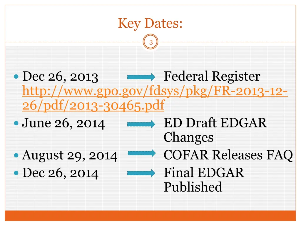 key dates