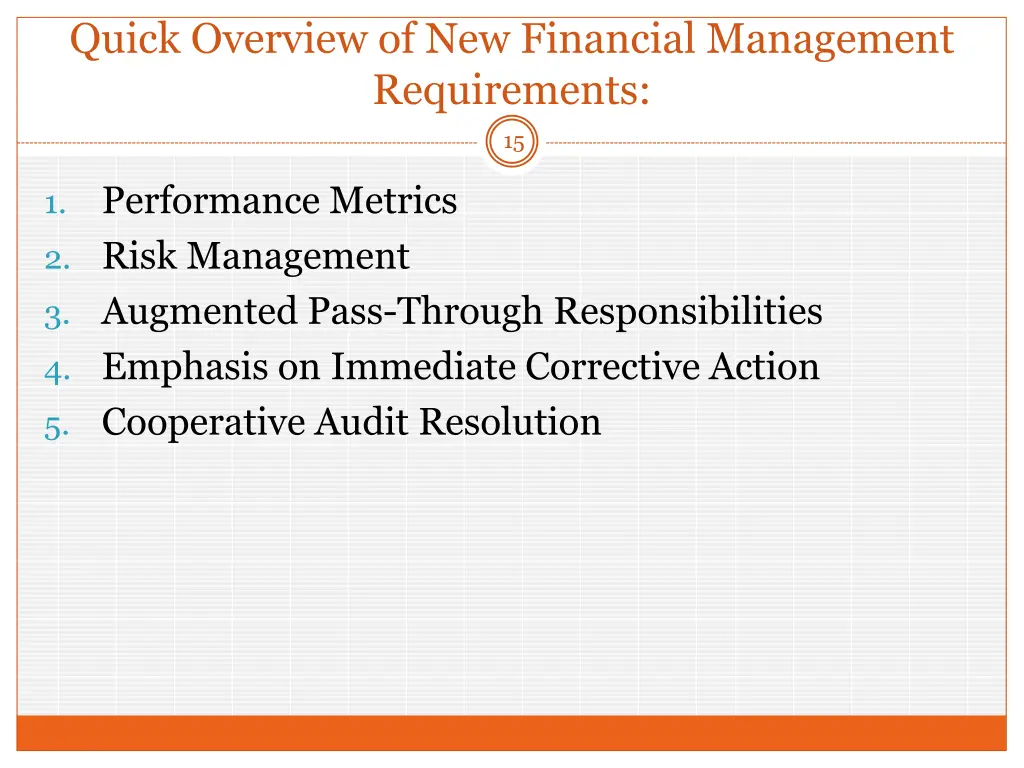 quick overview of new financial management
