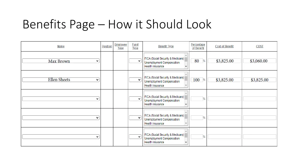 benefits page how it should look