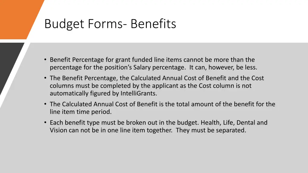 budget forms benefits