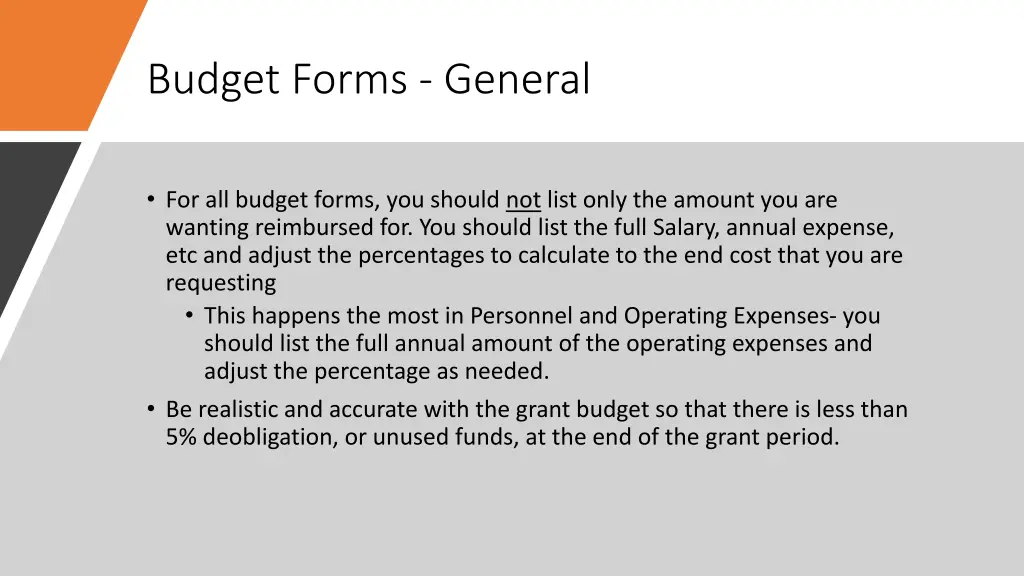 budget forms general