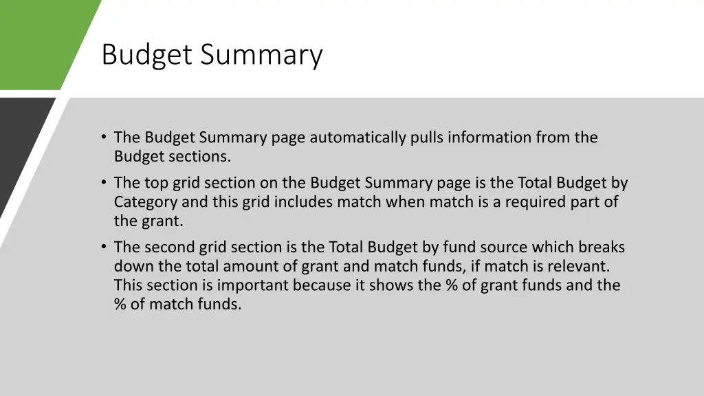 budget summary