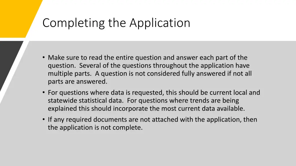 completing the application
