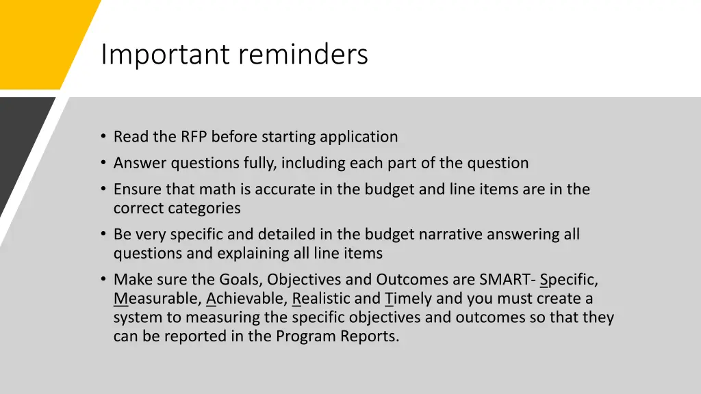 important reminders