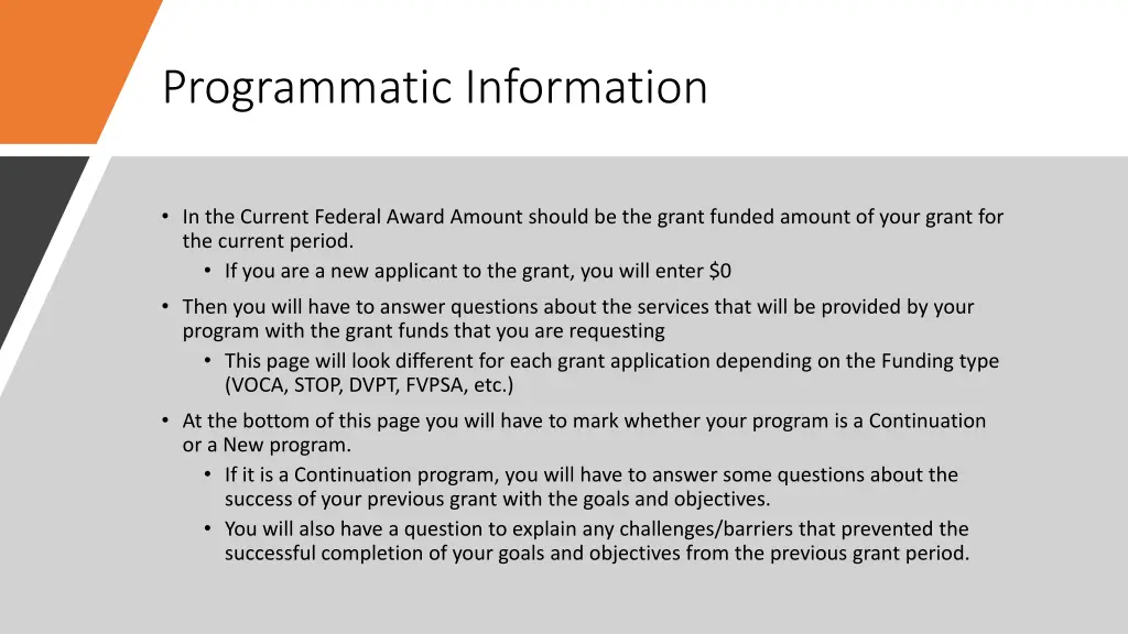programmatic information