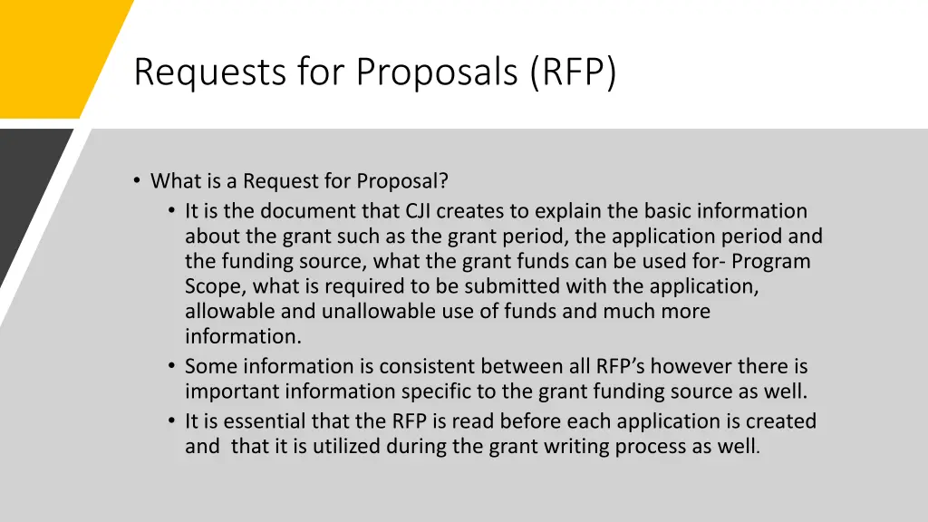 requests for proposals rfp
