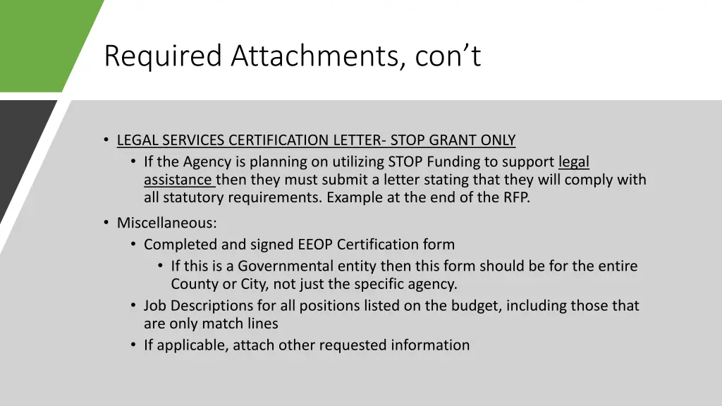required attachments con t 5