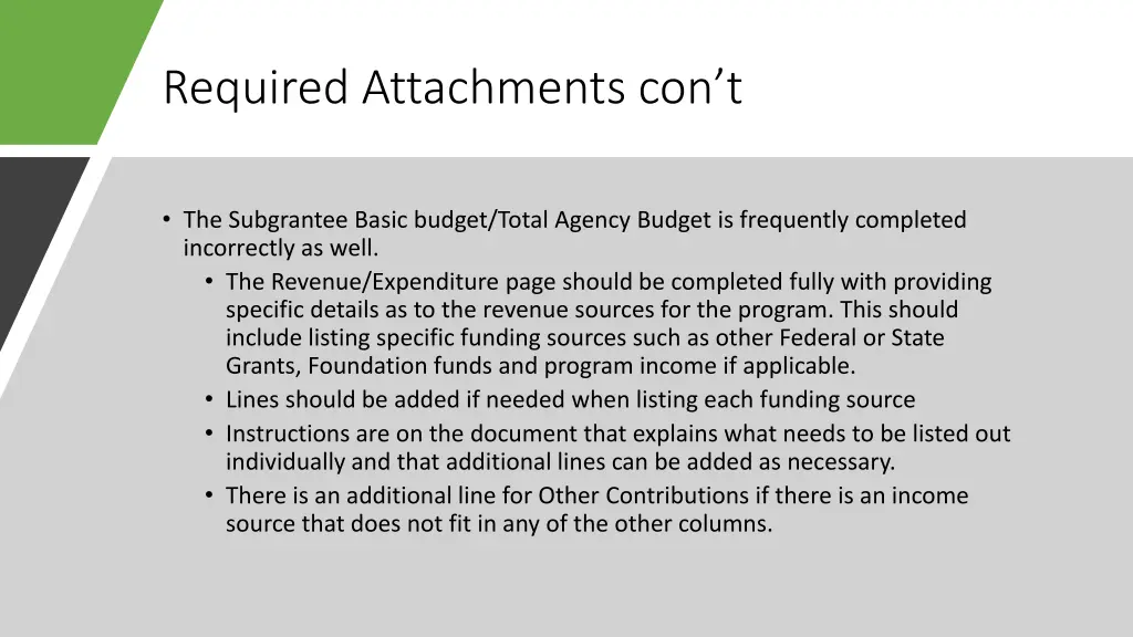 required attachments con t