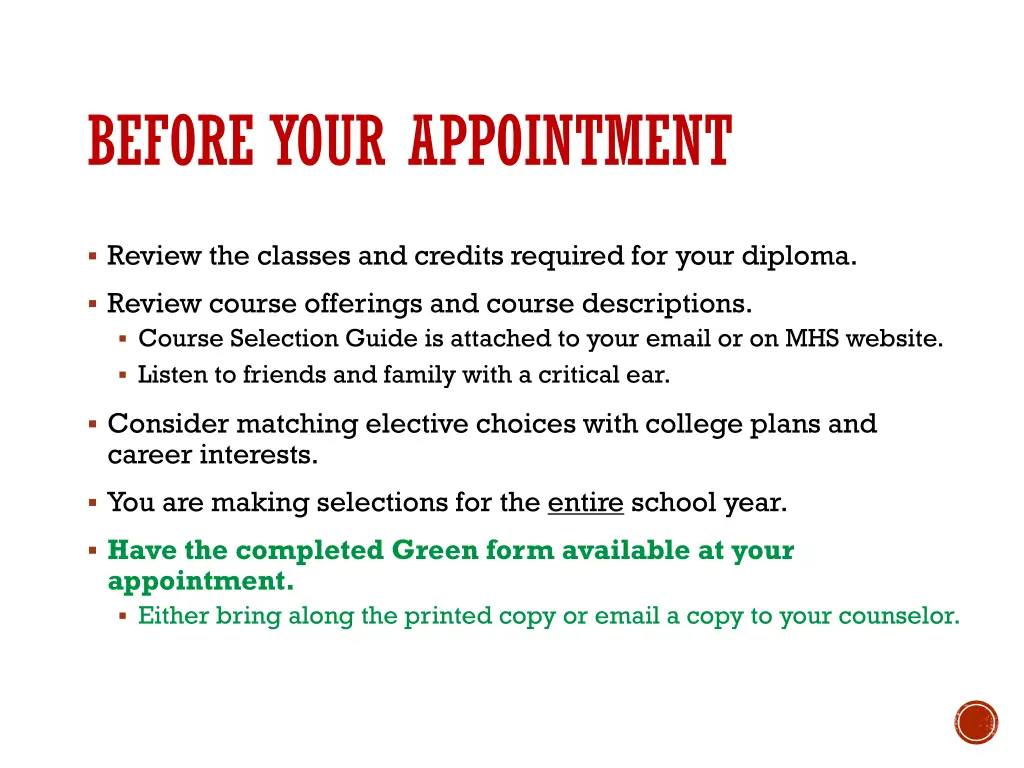before your appointment