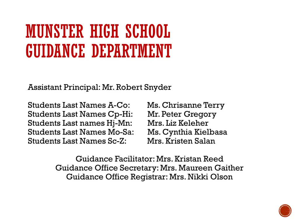 munster high school guidance department