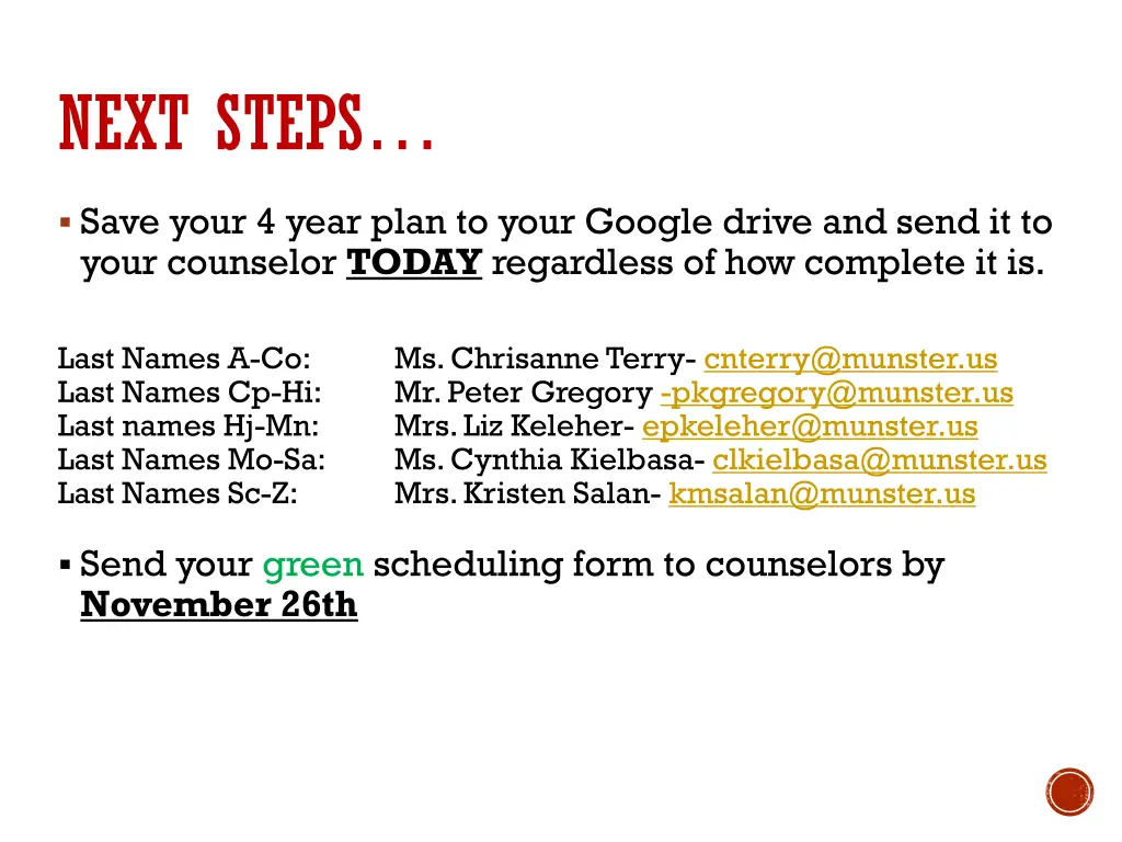 next steps