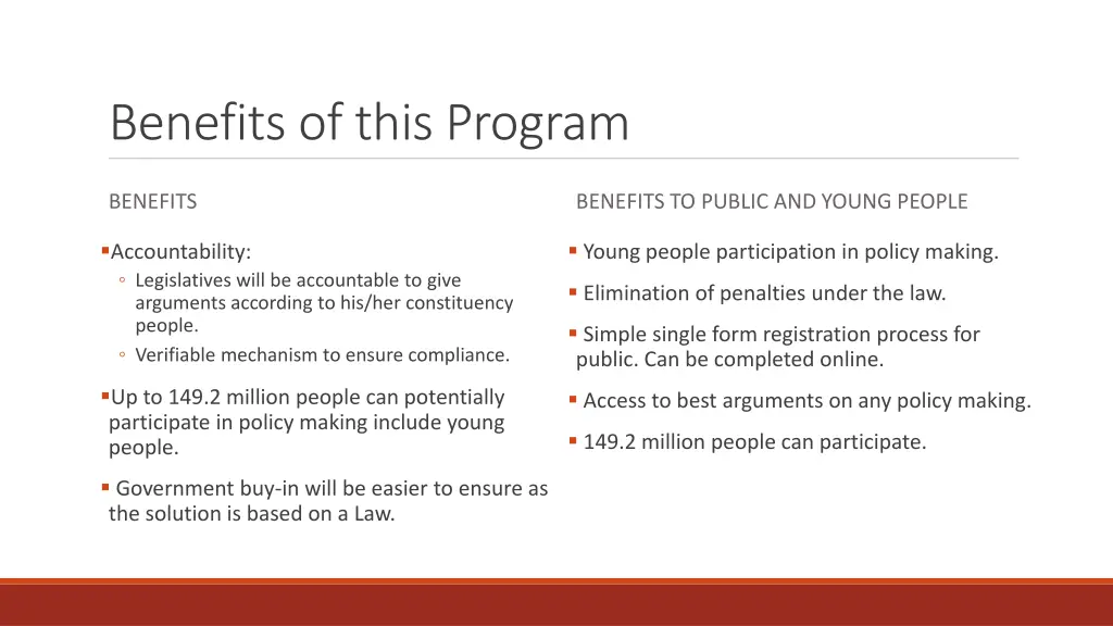 benefits of this program
