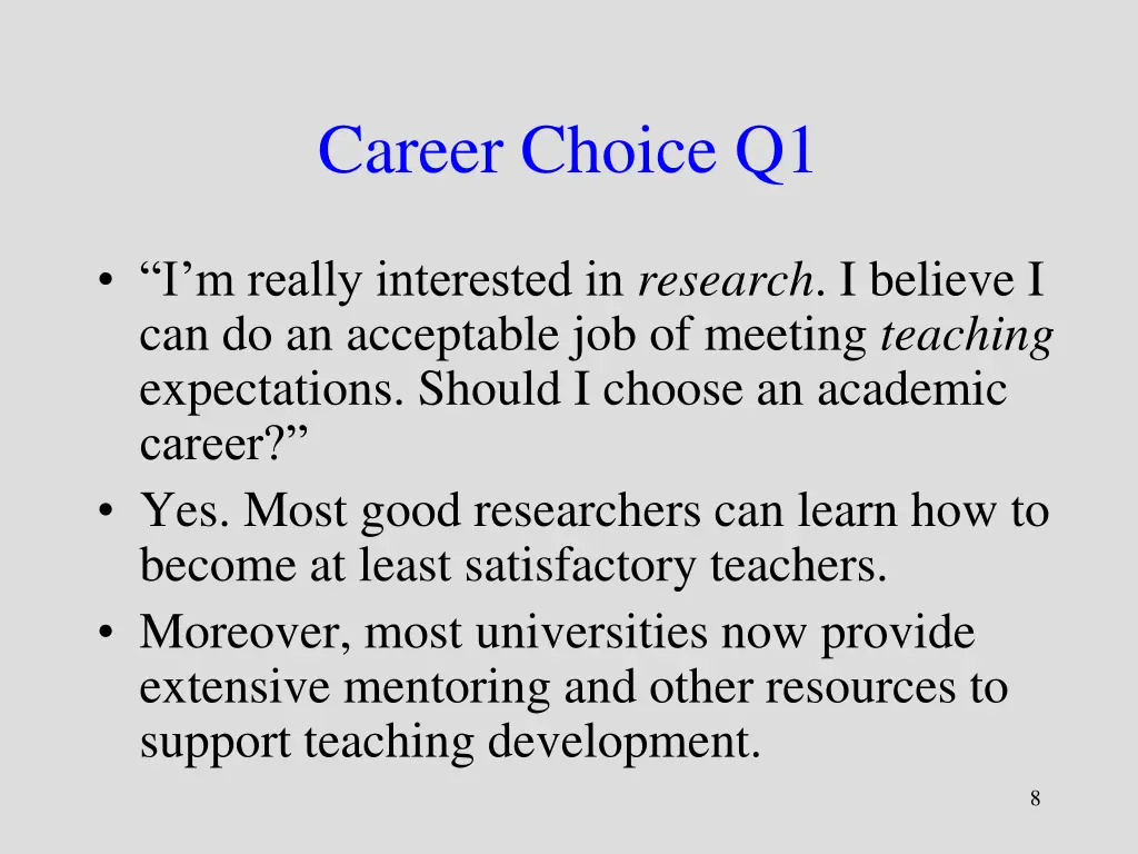 career choice q1