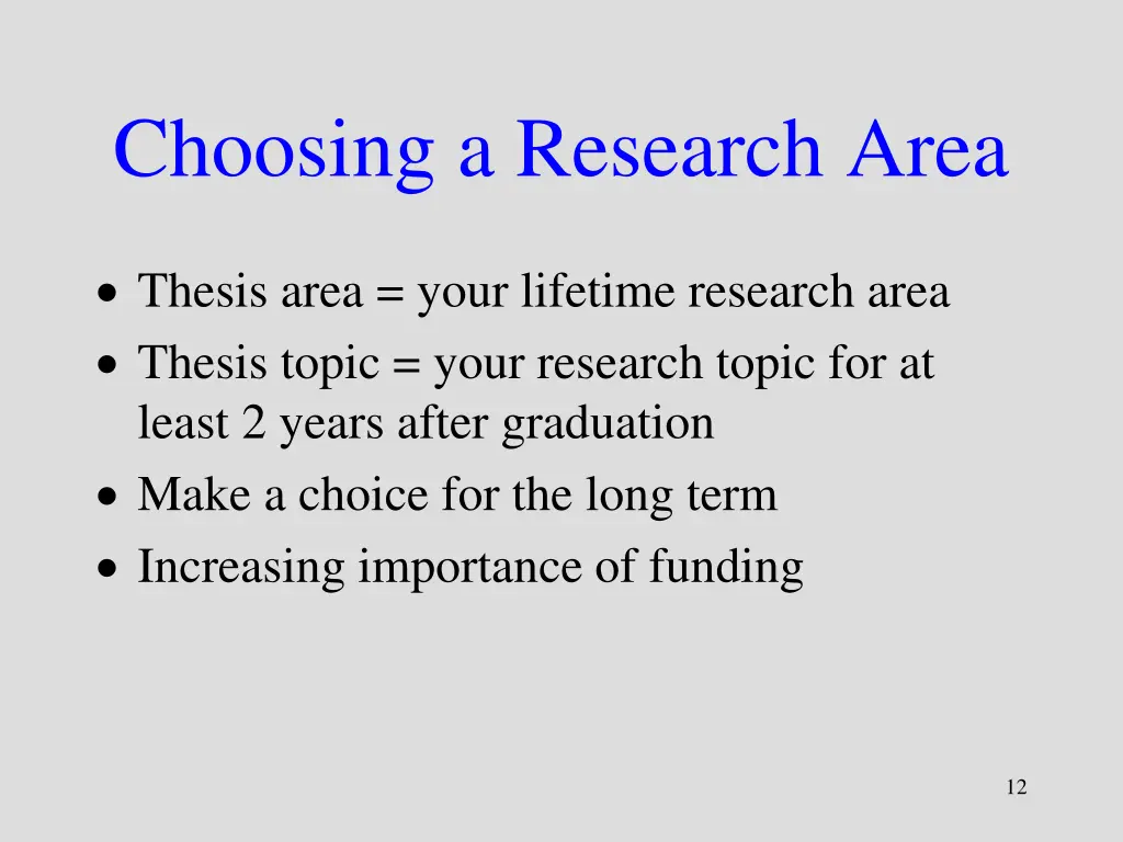 choosing a research area