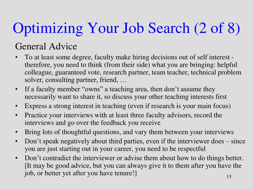 optimizing your job search 2 of 8 general advice
