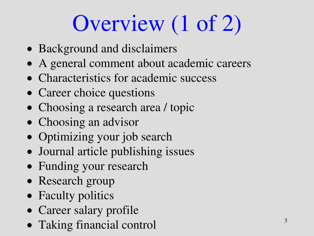 overview 1 of 2 background and disclaimers