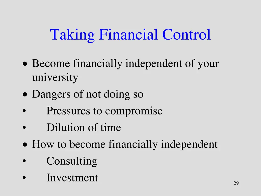 taking financial control
